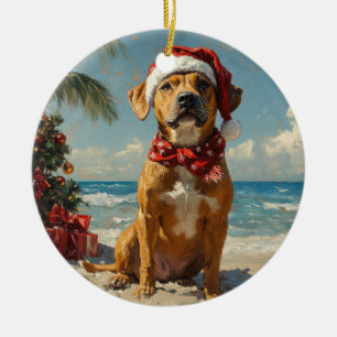 Rhodesian Ridgeback Dog Christmas  Beach Keramisch Ornament