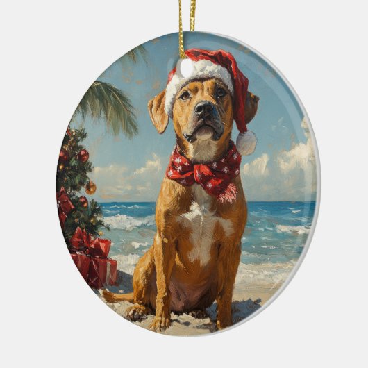 Rhodesian Ridgeback Dog Christmas Beach Keramisch Ornament (Links)