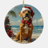 Rhodesian Ridgeback Dog Christmas  Beach Keramisch Ornament (Achterkant)