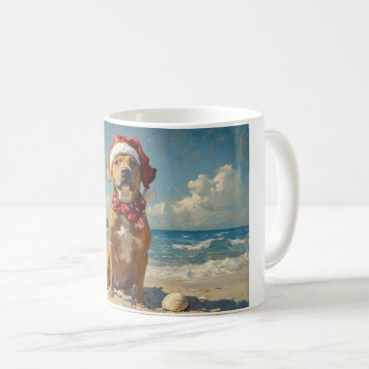 Rhodesian Ridgeback Dog Christmas  Beach Koffiemok (Voorkant rechts)