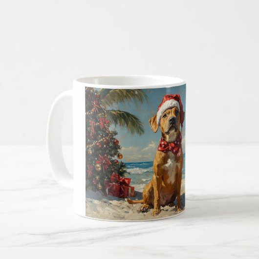 Rhodesian Ridgeback Dog Christmas  Beach Koffiemok (Voorkant links)