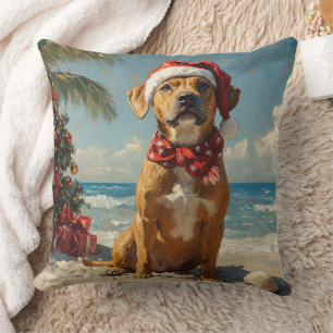 Rhodesian Ridgeback Dog Christmas  Beach Kussen