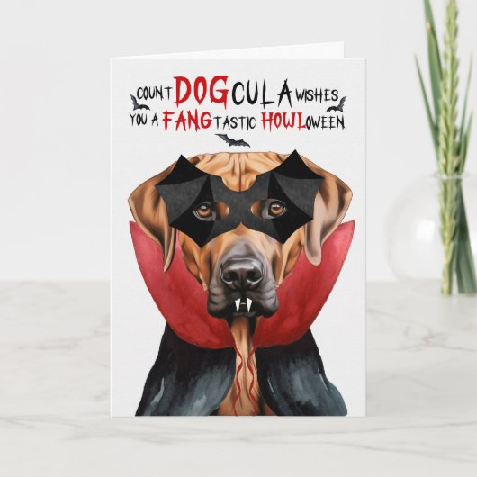Rhodesian Ridgeback Dog Count DOGcula Halloween Feestdagen Kaart (Voorkant)