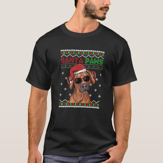 Rhodesian Ridgeback Dog Funny Santa Paws Christmas T-shirt (Voorkant)