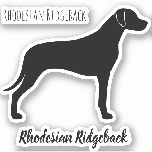 Rhodesian Ridgeback Dog Silhouette Ridgie Vinyl Sticker (Voorkant)