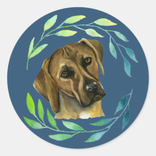 Rhodesian Ridgeback Dog Waterverf Schilderij Ronde Sticker