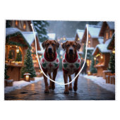 Rhodesian Ridgeback Dogs Christmas Snow Holiday Groot Cadeauzakje (Achterkant)