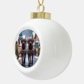 Rhodesian Ridgeback Dogs Christmas Snow Holiday Keramische Bal Ornament (Rechts)