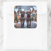 Rhodesian Ridgeback Dogs Christmas Snow Holiday Vierkante Sticker (Tas)