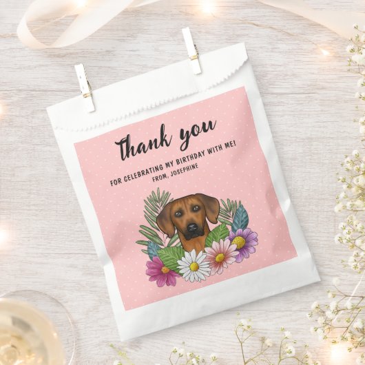Rhodesian Ridgeback En Bloemen Verjaardag Dank u Bedankzakje (Geknipt)