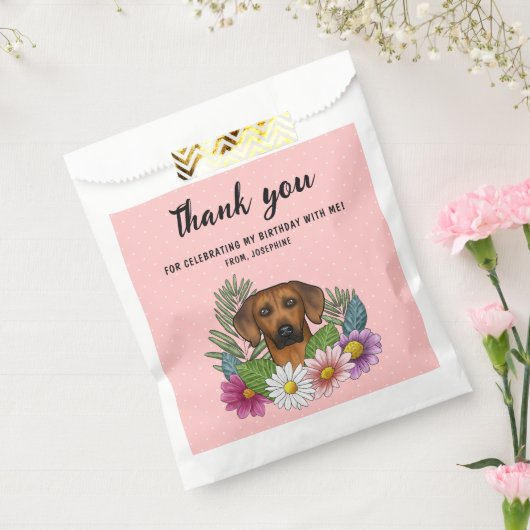 Rhodesian Ridgeback En Bloemen Verjaardag Dank u Bedankzakje (Gezegeld)