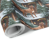 Rhodesian Ridgeback Feestelijke Kerstvakantie Cadeaupapier (Rol Hoek)