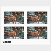 Rhodesian Ridgeback Feestelijke Kerstvakantie Rechthoekige Sticker (Vel)