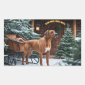 Rhodesian Ridgeback Feestelijke Kerstvakantie Rechthoekige Sticker (Voorkant)