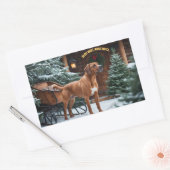 Rhodesian Ridgeback Feestelijke Kerstvakantie Rechthoekige Sticker (Envelop)