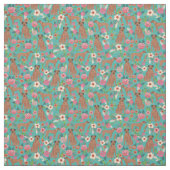 rhodesian ridgeback  florals turquoise stof (Swatch)