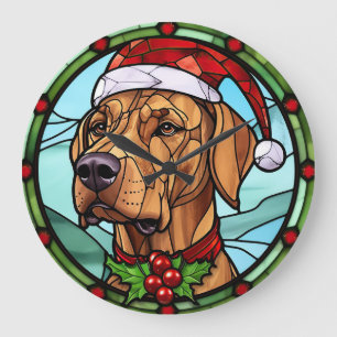 Rhodesian Ridgeback Gebrandschilderde Glas Kerstmi Grote Klok