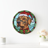 Rhodesian Ridgeback Gebrandschilderde Glas Kerstmi Grote Klok (Huis)