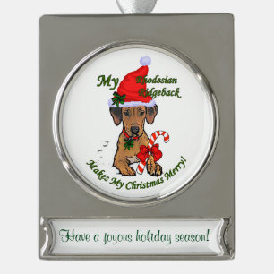 Rhodesian Ridgeback gepersonaliseerde Kerstmis Verzilverd Banner Ornament