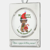 Rhodesian Ridgeback gepersonaliseerde Kerstmis Verzilverd Banner Ornament (Links)