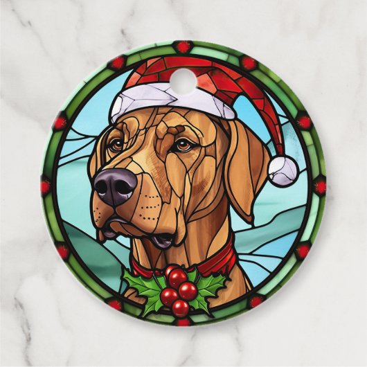 Rhodesian Ridgeback Glas in lood Kerst Bedankjes Labels (Voorkant)