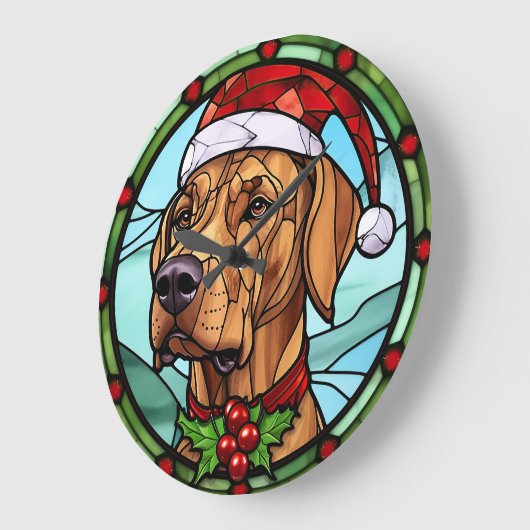 Rhodesian Ridgeback Glas in lood Kerst Grote Klok (Hoek)