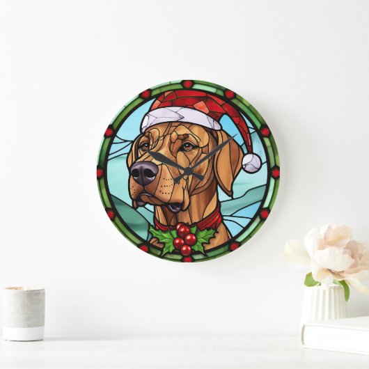 Rhodesian Ridgeback Glas in lood Kerst Grote Klok (Huis)