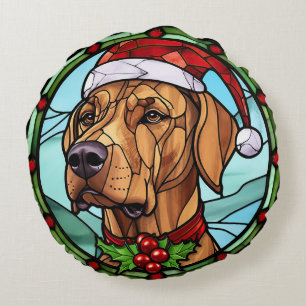 Rhodesian Ridgeback Glas in lood Kerst Rond Kussen