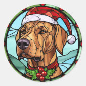 Rhodesian Ridgeback Glas in lood Kerst Ronde Sticker (Voorkant)