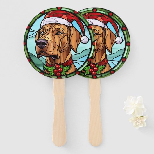 Rhodesian Ridgeback Glas-in-lood Kerstmis Handwaaier (Voorkant en achterkant)