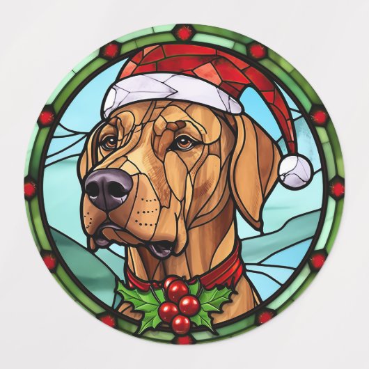 Rhodesian Ridgeback Glas-in-lood Kerstmis Labels (Design 2)