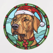 Rhodesian Ridgeback Glas-in-lood Kerstmis Labels (Design 1)
