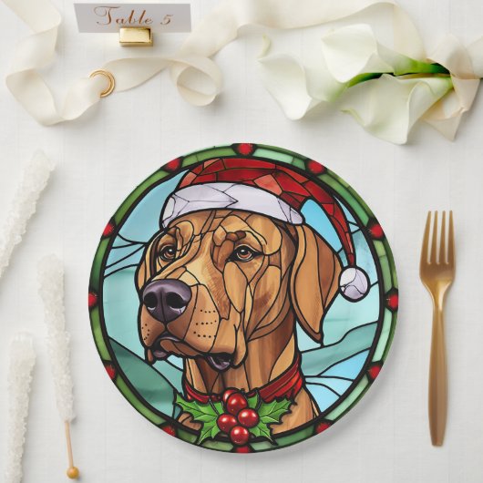 Rhodesian Ridgeback Glas-in-lood Kerstmis Papieren Bordje (Huwelijk)