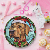 Rhodesian Ridgeback Glas-in-lood Kerstmis Papieren Bordje (Feest)