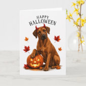 Rhodesian Ridgeback Halloween Duivels Hond Kaart (Gele Bloem)