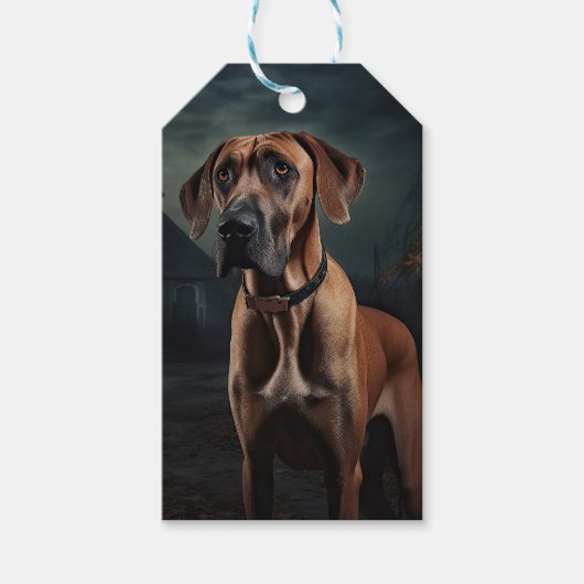 Rhodesian Ridgeback Halloween Griezelen Cadeaulabel (Voorkant)