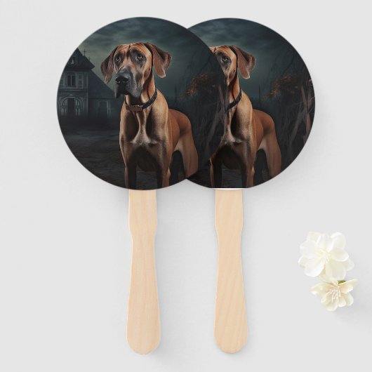 Rhodesian Ridgeback Halloween Griezelen Handwaaier (Voorkant en achterkant)