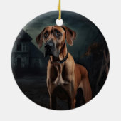 Rhodesian Ridgeback Halloween Griezelen Keramisch Ornament (Achterkant)