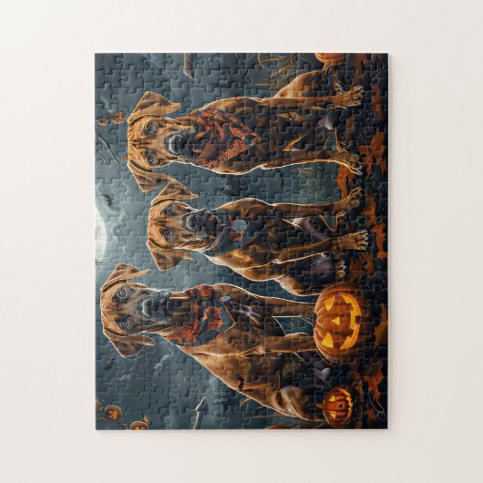 Rhodesian Ridgeback Halloween Griezelen  Legpuzzel (Verticaal)