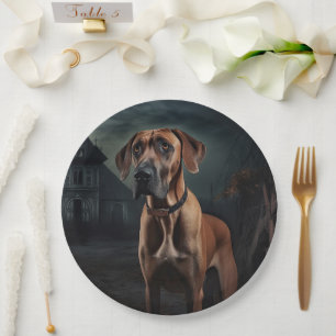 Rhodesian Ridgeback Halloween Griezelen Papieren Bordje