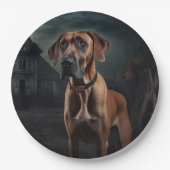 Rhodesian Ridgeback Halloween Griezelen Papieren Bordje (Voorkant)