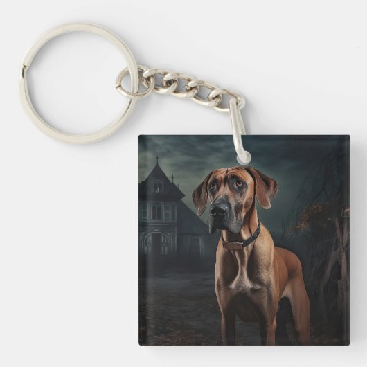 Rhodesian Ridgeback Halloween Griezelen Sleutelhanger (Voorkant)