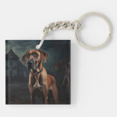 Rhodesian Ridgeback Halloween Griezelen Sleutelhanger (Achterkant)