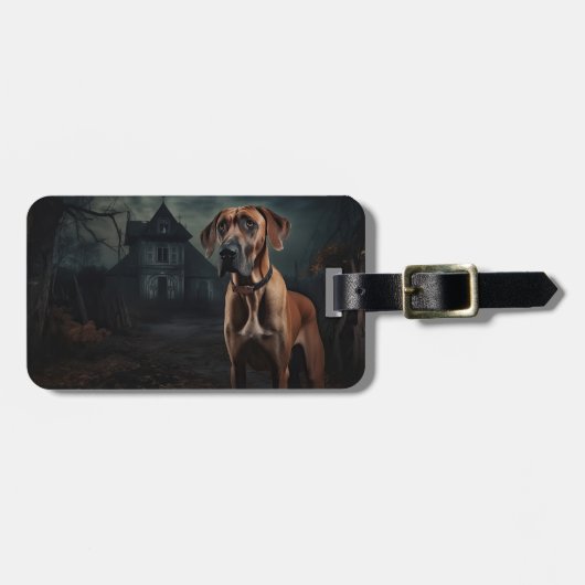 Rhodesian Ridgeback Halloween Scary Bagagelabel (Voorkant horizontaal)