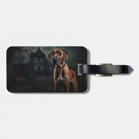 Rhodesian Ridgeback Halloween Scary Bagagelabel (Achterkant horizontaal)