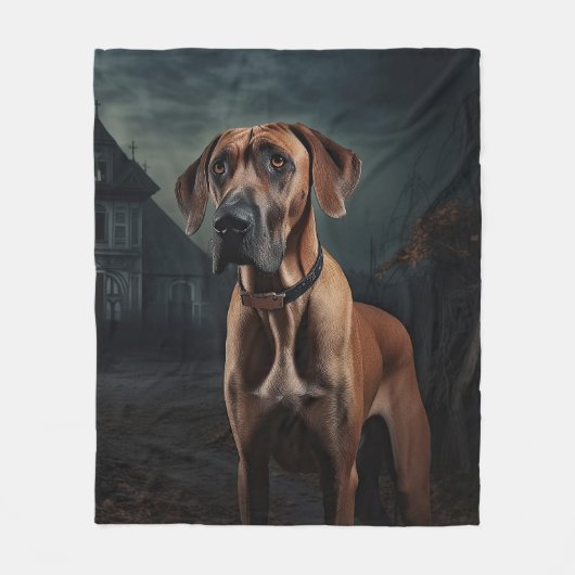 Rhodesian Ridgeback Halloween Scary Fleece Deken (Voorkant)