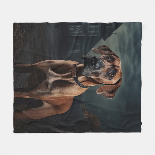 Rhodesian Ridgeback Halloween Scary Fleece Deken (Voorkant (Horizontaal))