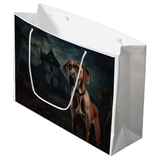 Rhodesian Ridgeback Halloween Scary Groot Cadeauzakje (Voorkant Gekanteld)