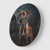 Rhodesian Ridgeback Halloween Scary Grote Klok (Hoek)