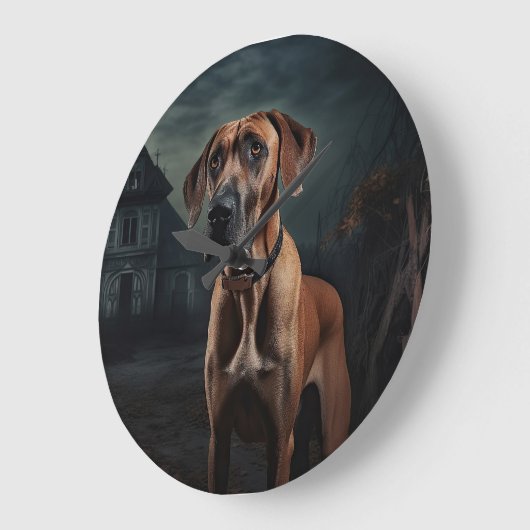 Rhodesian Ridgeback Halloween Scary Grote Klok (Hoek)